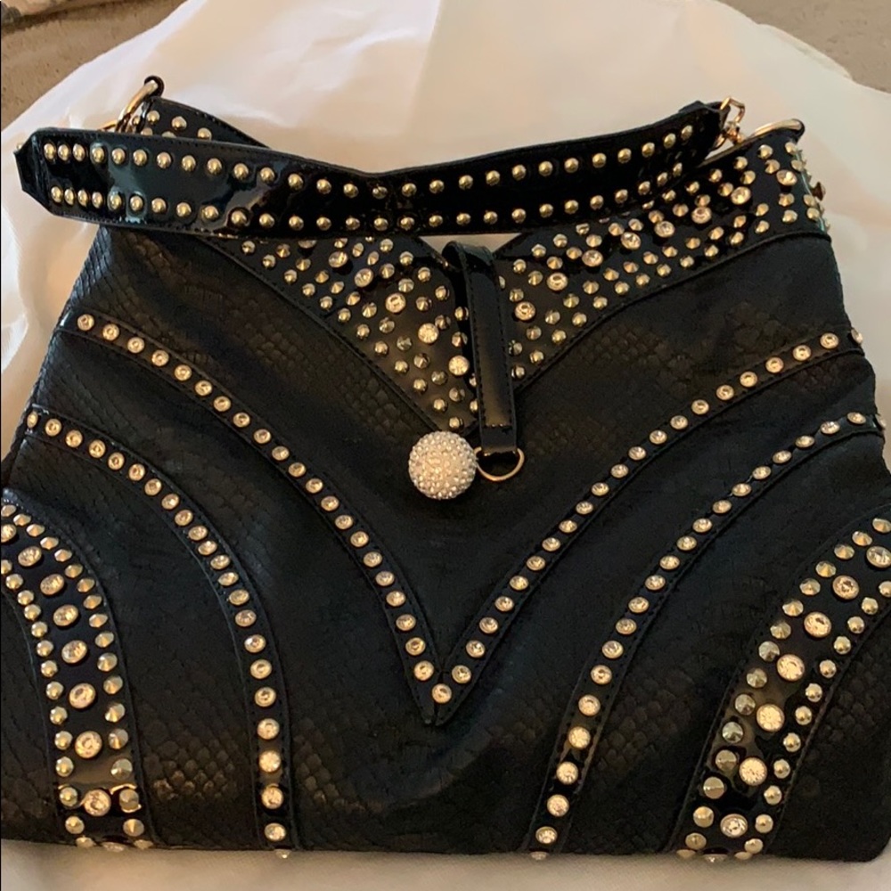 Christen Lacroix black with embellishments bag